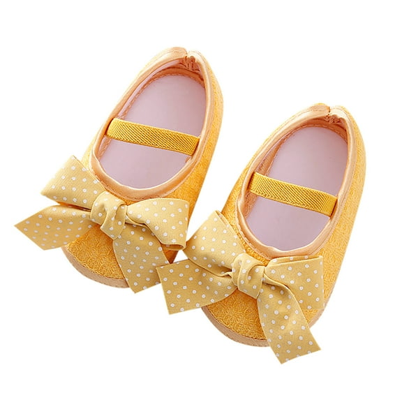 Siilsaa Girls Shoes Dress Shoes Toddler Princess Shoes Flower Little Girl Flats Mary Jane Low Heels for Party Wedding Yellow,6