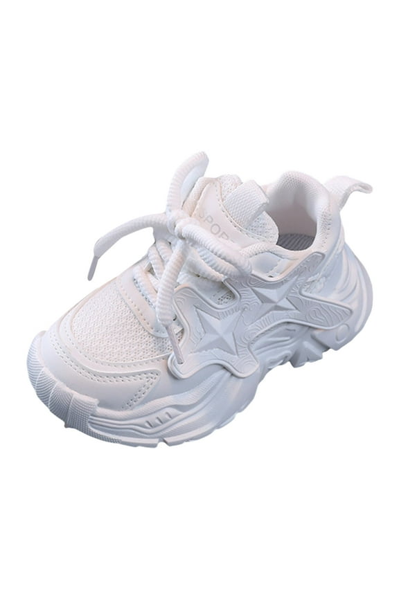Girls Sneakers Unisex Sneakers with Breathable Soft Sole Running Shoes Lightweight White,2-2.5 Years