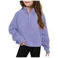 thumbnail image 1 of Siilsaa Girls Zip Up Fleece Jacket Fall Winter Sherpa Sweatshirts Warm Outwear Crop Coat with Pockets Purple,110/5-6years, 1 of 4