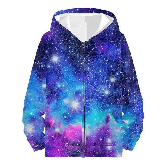 Siilsaa Girls Zip Up Hoodies Kids 13D Cool Casual Hooded Sweatshirts Hoody with Pockets Light Purple,4-5 Years