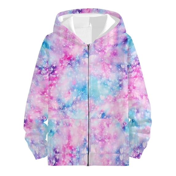 Siilsaa Girls Zip Up Hoodies Kids 21D Cool Casual Hooded Sweatshirts Hoody with Pockets Light Pink,4-5 Years