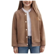 Siilsaa Girls and Toddler Long Sleeve Cable Knit Cardigan Sweater Coffee,4-5 Years