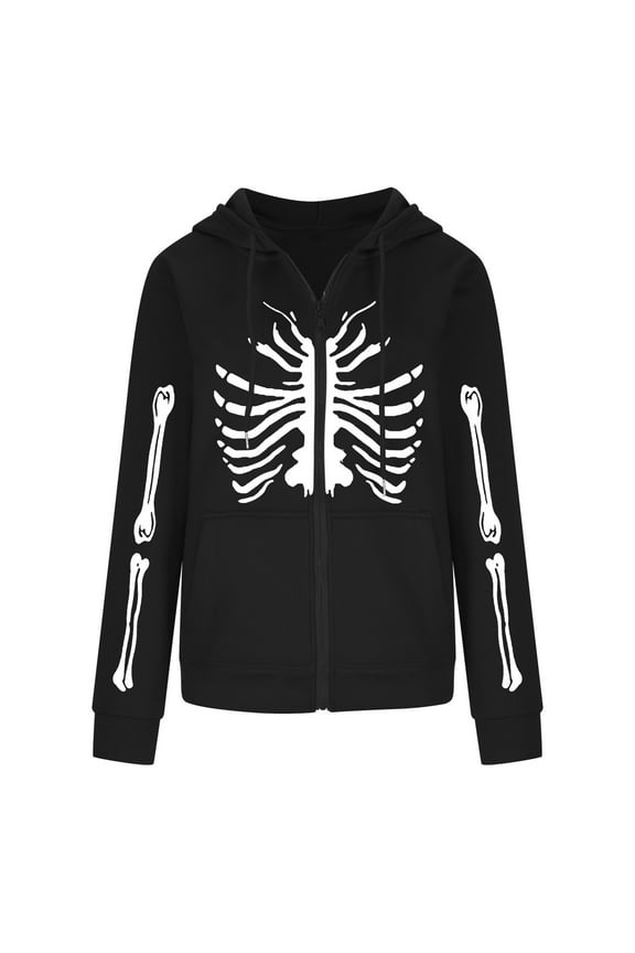 Halloween Mens Zip Up Hoodie Skeleton Graphic Print Oversized Long Sleeve Jacket Teens Preppy Loose Casual Pullover Black,3XL