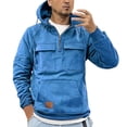 thumbnail image 1 of Siilsaa Hoodies for Men Quarter Zip Pullover Vintage Sweatshirt Tactical Hoodies Big and Tall Sweatshirt Cargo Sweatshirts Blue,2XL, 1 of 5