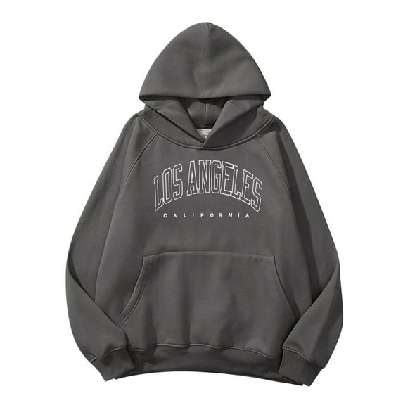 Siilsaa Hoodies for Men & Women, Long-Sleeve Oversize Pullover Stylish Solid Color Streetwear Grey,L