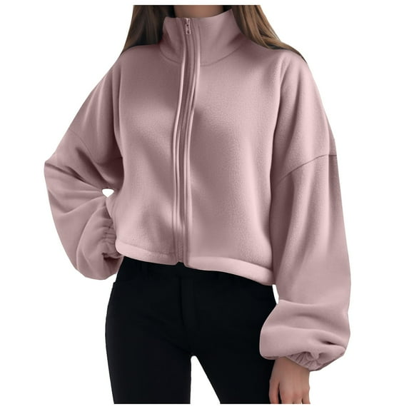 Siilsaa Hoodies for Women Women's Lightweight Pocket Zip-Up Hoodie Jacket for Women with Plus Size Light Pink,S
