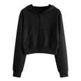 thumbnail image 1 of Siilsaa Hoodies for women Women Casual Solid Long Sleeve Zipper Pocket Shirt Hooded Sweatshirt Tops zip up hoodie women Black,M, 1 of 5