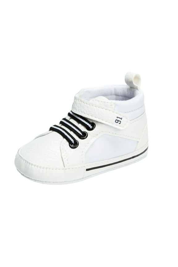 Infant Baby Girl Crib Shoes Baby Toddler Soft Soled Comfortable Casual Sneakers With Straps White,12-18 Months