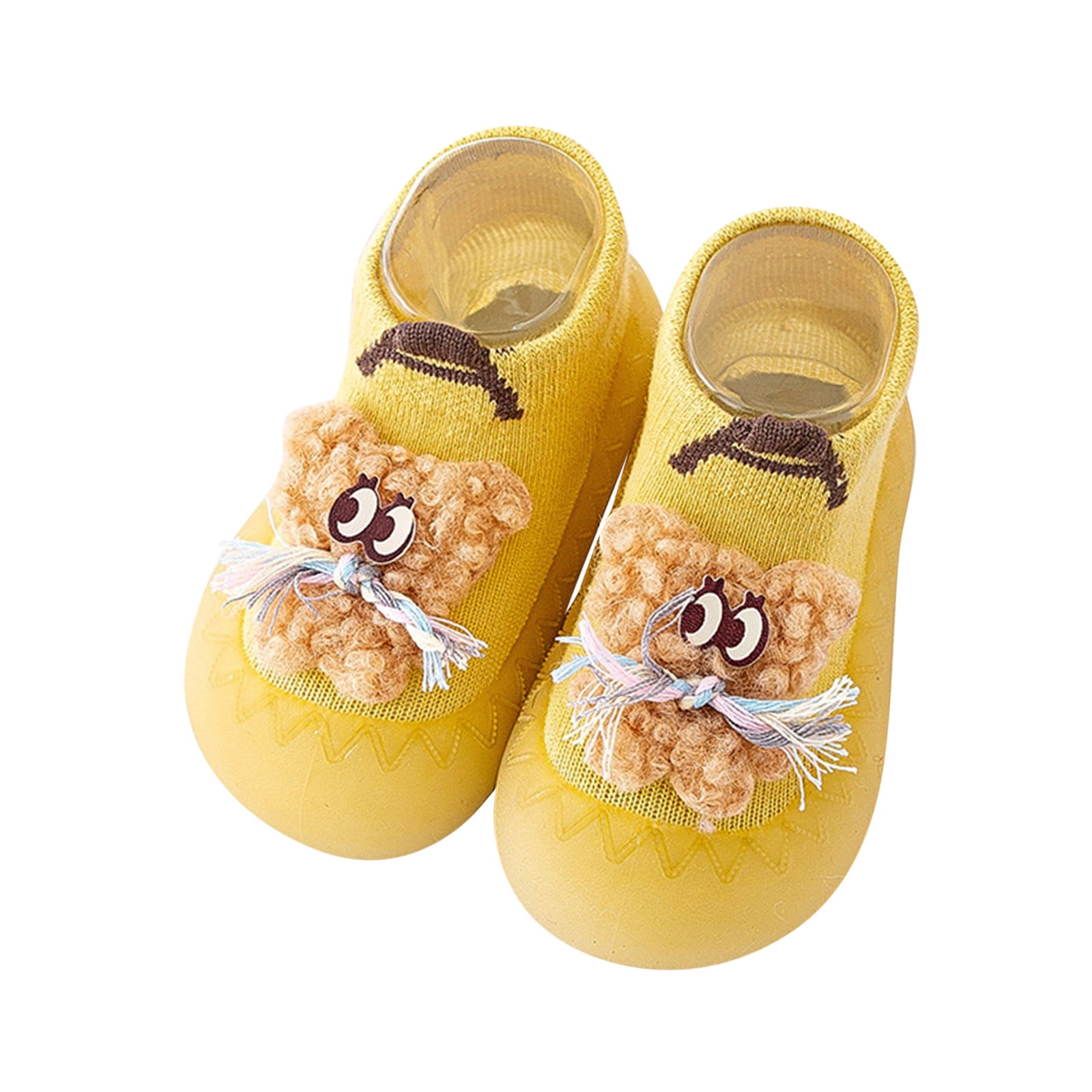 Siilsaa Shoes Boys Baby Shoes Boys Girls First Walkers Cute Animals Toddler Sneakers Yellow,2-2.5 Years