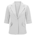 thumbnail image 1 of Siilsaa Jackets for Women Casual Womens Casual Blazers Pockets Long Sleeve Open Front Work Office Jackets Lapel Button Long Blazer Suit for Bussiness White,M, 1 of 4