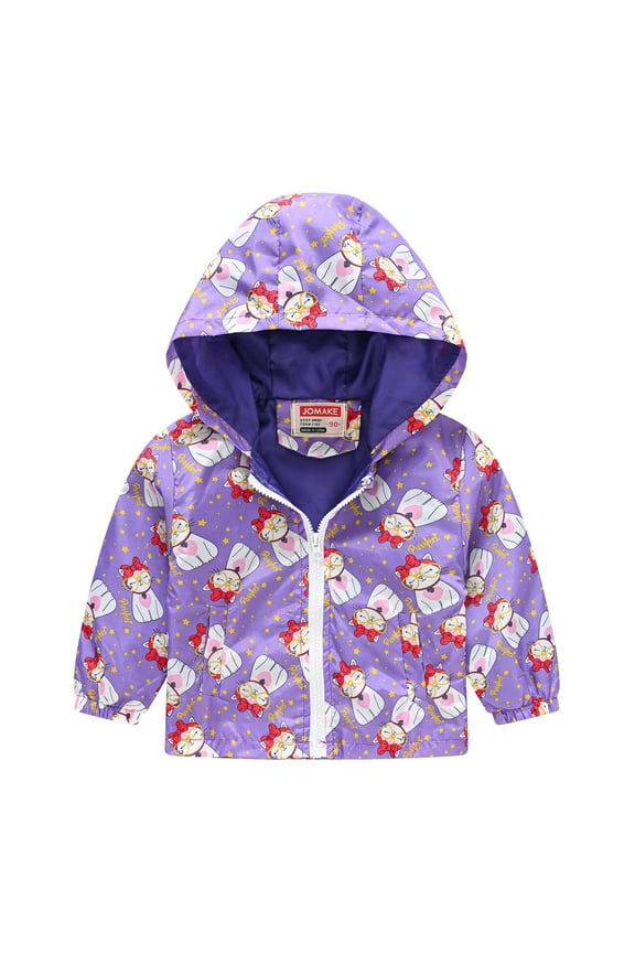 Toddler Jacket with Hooded Cartoon Lightweight Baby Girls Boys Spring Windbreaker Outerwear for Easter Rabbit Kids Purple,18-24 Months