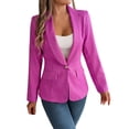 thumbnail image 1 of Siilsaa Jackets for Women Casual Lightweight Open Front Cardigan Classic Ruched Sleeve Work Office Blazer Suit Jackets Hot Pink,M, 1 of 5