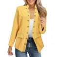 thumbnail image 1 of Siilsaa Jackets for Women Casual Women's Casual Business Open Front Long Sleeve Notch Lapel Office Blazer Jacket Yellow,S, 1 of 5