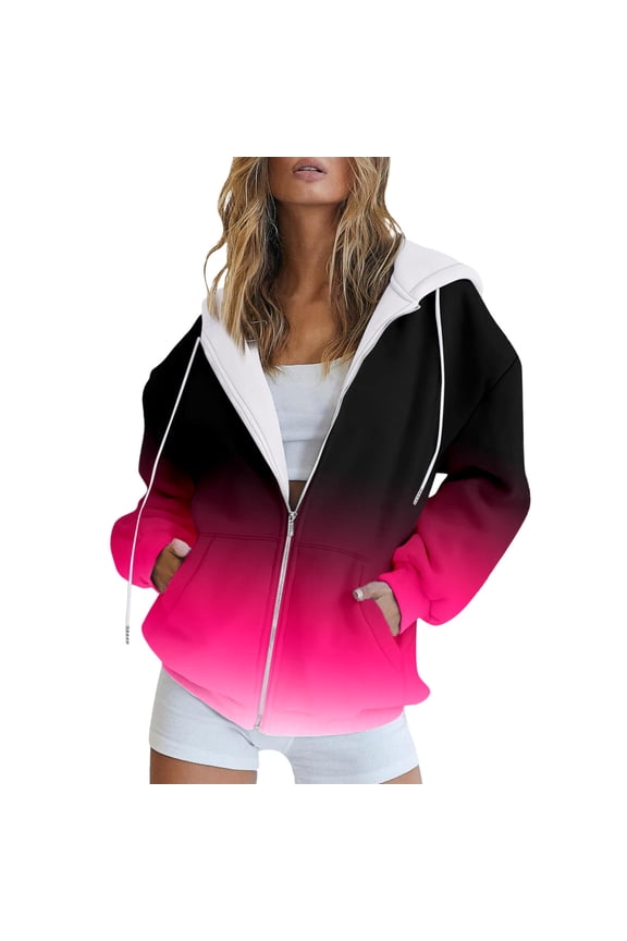 Jackets for Women Utility Jackets Drawstring Waist 2024 Flap Pockets Lightweight Jacket Hot Pink,S