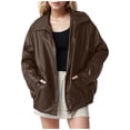 thumbnail image 1 of Siilsaa Jackets for Women Women's Military Safari Cropped Jackets Button Down Lightweight Oversized Utility Anorak Coat with Pockets Coffee,S, 1 of 4