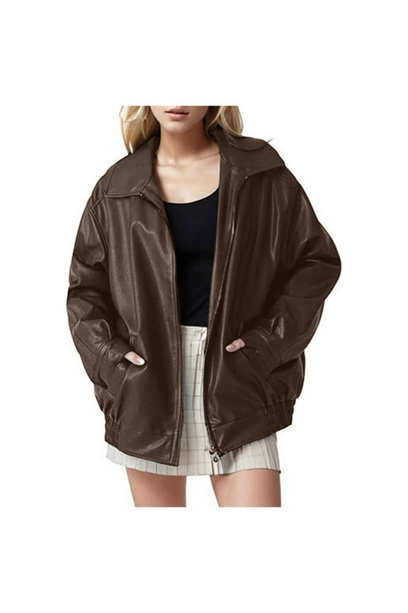 Jackets for Women Women's Military Safari Cropped Jackets Button Down Lightweight Oversized Utility Anorak Coat with Pockets Coffee,S