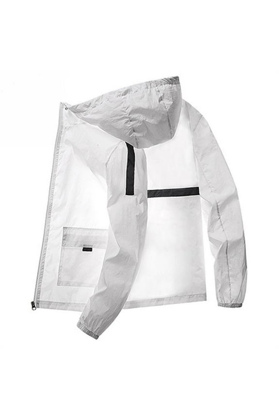 Jean Jacket Slim Fit Lightweight Sportswear Zip Up Jacket Casual Bomber Jacket with Hoodie White,XL