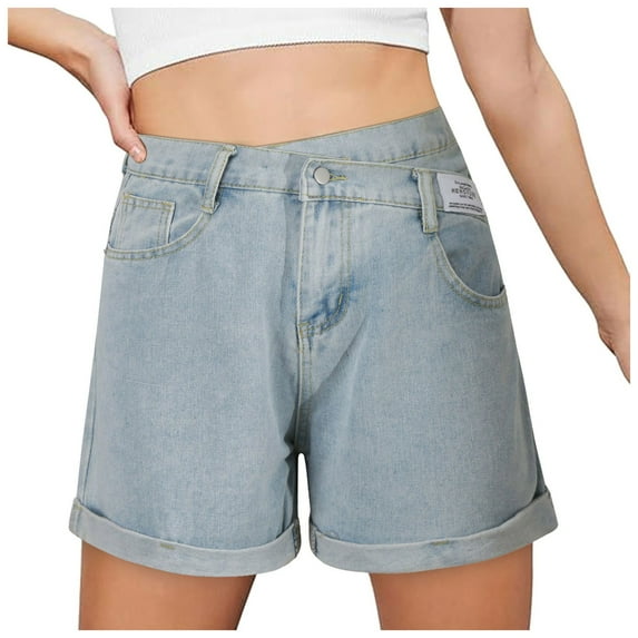 Siilsaa Jean Shorts for Women Womens Casual Shorts High Waisted Fashion Beach Cruise Shorts Cute Comfy Summer Shorts Blue,S