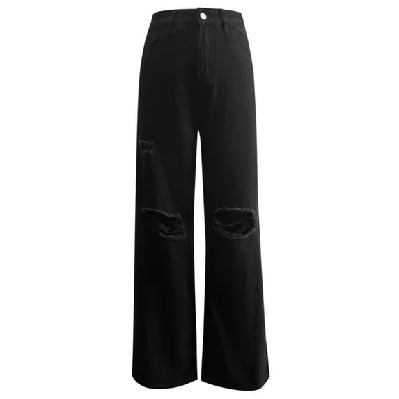 Siilsaa Jeans Wide Leg Womens Wide Leg Jeans, High Waisted Baggy Stretch Loose Fit Denim Pants Jeans for Women Black,S