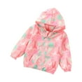 thumbnail image 1 of Siilsaa Kids Baby Toddler Girls Rain Jacket Zipper Full Print Hooded Waterproof Windbreaker Outerwear Jackets Pink,5-6 Years, 1 of 4