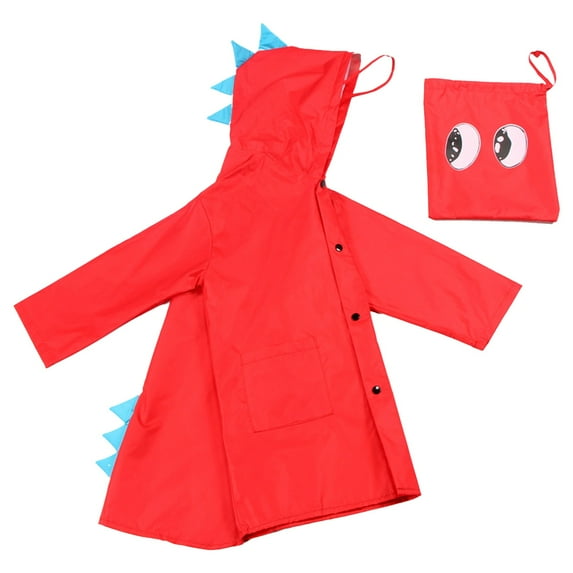 Siilsaa Kids Rain Coat Rain Ponchos for Kids Reusable, Raincoats for Boys Girls with Hood and Sleeves, Waterproof Rain Coat Red,XL