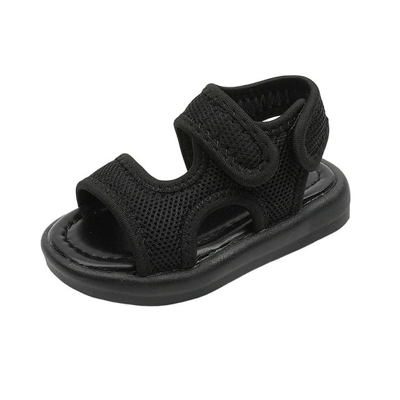 Siilsaa Kids Sandals Baby Boys and Toddler Everyday Double Buckle Slide Sandals with Backstrap (Black,10.5)