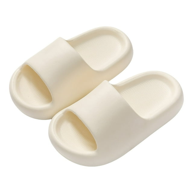 Siilsaa Kids Slip On Sandals Children's Slippers Girls' Sandals and Slippers Non-Slip Open Toe Quick-Drying Soft and Comfortable Thick-Soled Shoes for Shower and Bathroom White,10