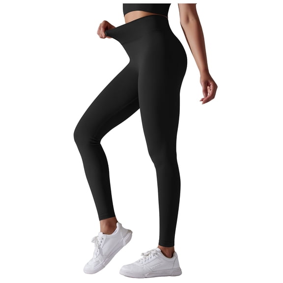 Siilsaa Leggings for Women, No See Through High Waisted Workout Yoga Leggings for Women Black,M