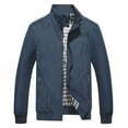 thumbnail image 1 of Siilsaa Light Jacket Jacket Casual Bomber Jacket Stand Collar Canvas Jacket Zip Up Windbreaker with Hoodie Dark Blue,XS, 1 of 4