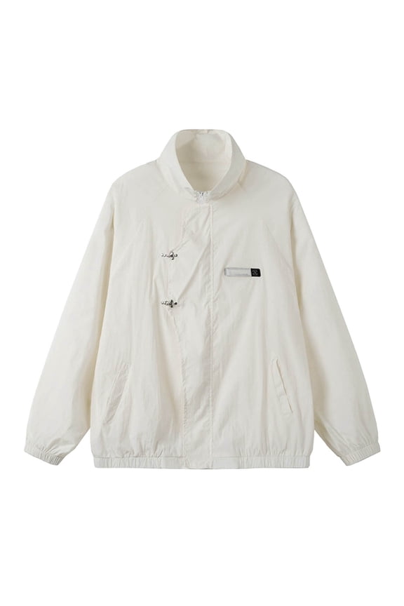 Light Jacket Jackets Lightweight Casual Zip Up Coat Outwear White,M
