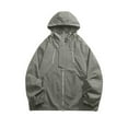 thumbnail image 1 of Siilsaa Light Jacket Long Sleev Shirt Jacket Zip Up Coat with Hoodie Green,2XL, 1 of 5