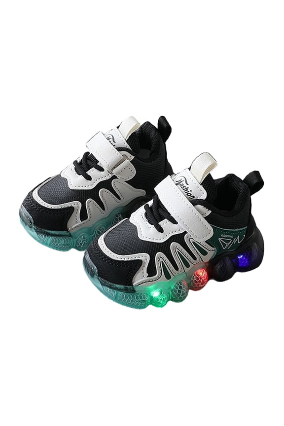 Light Shoes Toddler Boy Children's Casual Shoes Boys Breathable Non-Slip Light Sneakers Unisex Luminous Sneakers for Girls Sport Running Shoes Black,J