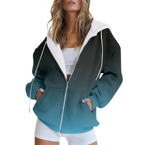 Siilsaa Lightweight Jacket Women Women's Zip up Sweatshirt Jacket Stand Collar Hoodless Running Sweatshirt with Pockets Blue,S