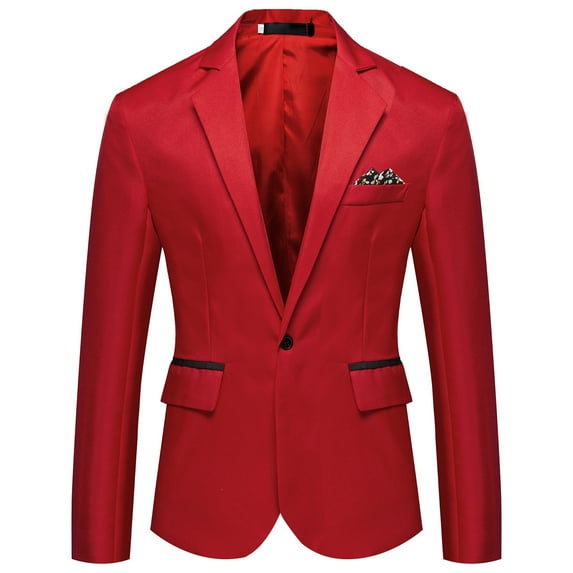 Siilsaa Linen Blazer Men Linen Cotton Casual Suits Blazer Jackets Lightweight Sports Coats Red,XL