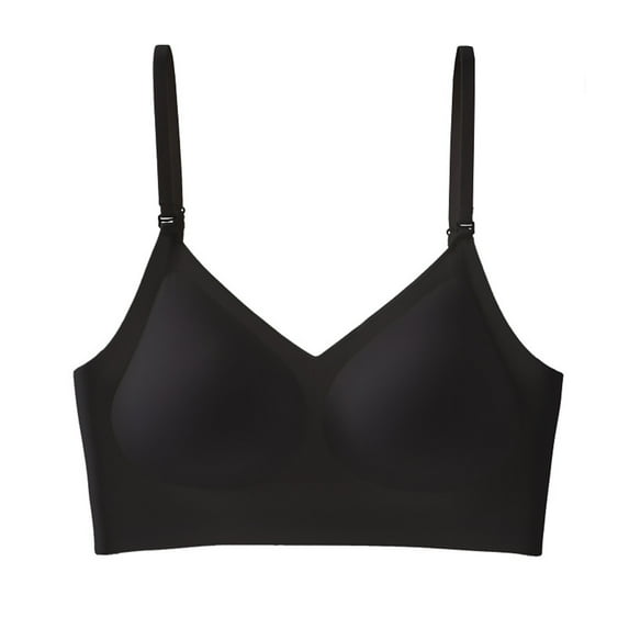 Siilsaa Lingerie for Women Low Back Bra for Women Wirefree Seamless Bra Backless Multiway Straps Convertible Halter Bra Black,L