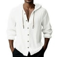thumbnail image 1 of Siilsaa Long Sleeve Hoodie Shirts for Men Big and Tall Tee Tops Lightweight Work Tshirt Hoodies Casual Buttons Henley Shirts White,L, 1 of 4