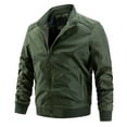 thumbnail image 1 of Siilsaa Men Jacket Casual Slim Fit Lightweight Sportswear Zip Up Jacket Casual Bomber Jacket with Hoodie Army Green,XL, 1 of 3