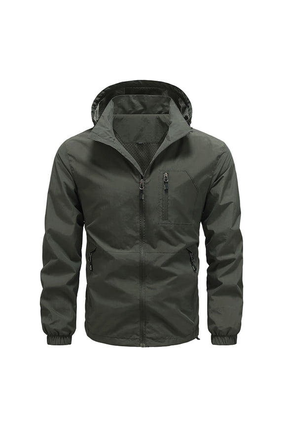 Men Jackets Lightweight Jackets Casual Windbreaker Stylish Light Golf Full Zip Up with Hoodie Green,4XL
