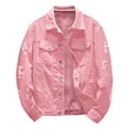 thumbnail image 1 of Siilsaa Men'S Windbreakers Jacket Casual Bomber Jacket Stand Collar Canvas Jacket Button Down Windbreaker Pink,S, 1 of 4
