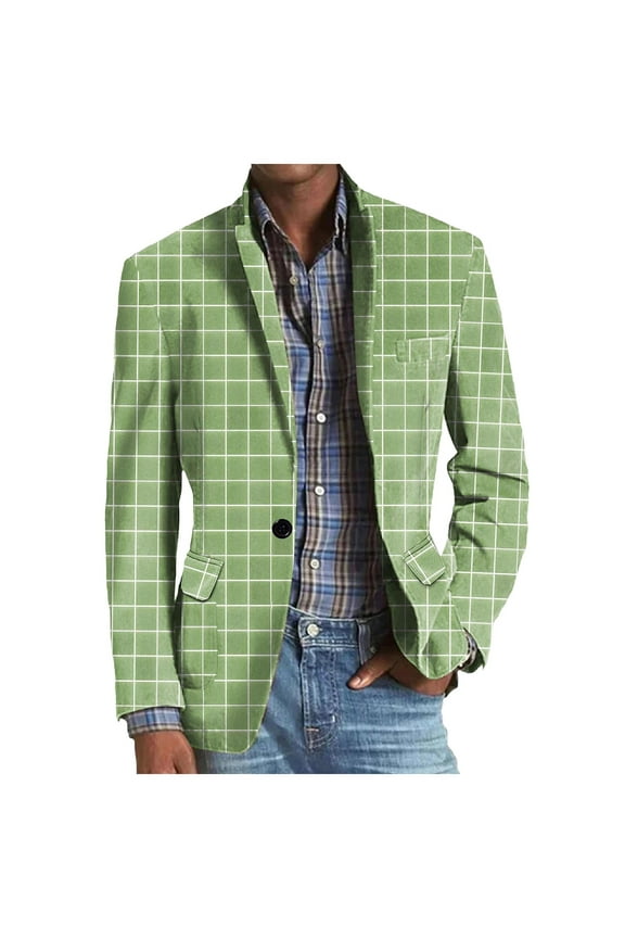Men Suits Floral Suit Jacket Slim Fit Stylish Blazer Dinner Party Prom Wedding Jacket Green,L
