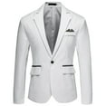 thumbnail image 1 of Siilsaa Men's Casual Suit Jacket Slim Fit One Button Notched Lapel Business Daily Lightweight Blazer Jacket White,XL, 1 of 2