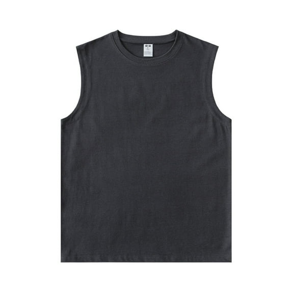 Siilsaa Men's Essentials Midweight T Pack, Cotton Muscle Tank Shirts Dark Gray,2XL