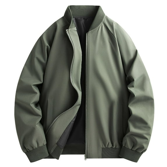Siilsaa Men's Fashion varsity Jacket Casual Men's Handsome Pilot Zip Standing Jacket Causal Slim Fit Cotton AG,2XL