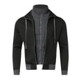 thumbnail image 1 of Siilsaa Men's Full Zip Fleece Hoodie zippered Color Block hooded slim Fit Long Sleeve Lightweight Sweatshirt Black,XL, 1 of 5