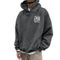thumbnail image 1 of Siilsaa Men's Graphic Print Long Sleeve Drawstring Hoodie Pullover Sweatshirt Grey,2XL, 1 of 5