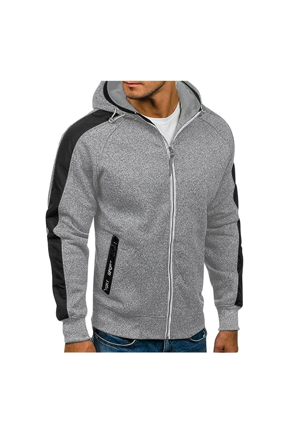 Men's Hoodie, Eco Zip Up Camo Triblend Jersey Hooded Sweatshirt Grey,2XL