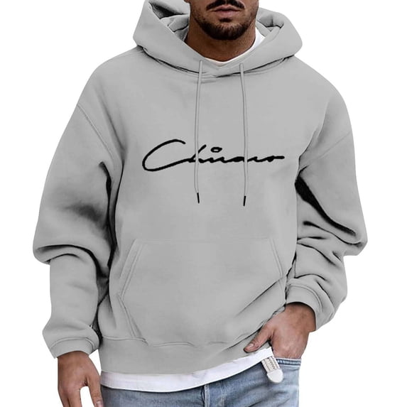 Siilsaa Men's Hoodie Men's Hoodie, Comfortable Men'S Sweatshirt, Script Logo (Reg. Or Big & Tall) Grey,L