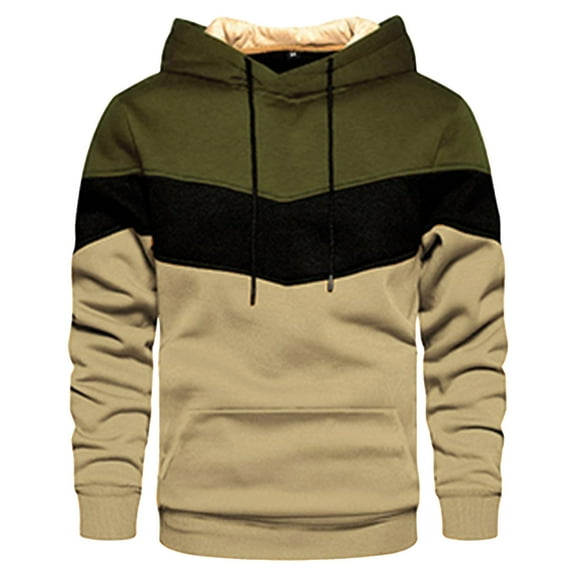 Siilsaa Men's Novelty Color Block Pullover Fleece Hoodie Long Sleeve Casual Sweatshirt with Pocket AG,5XL
