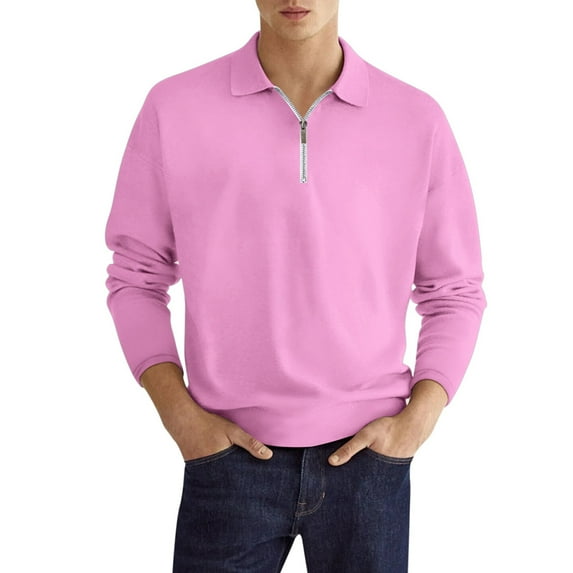 Siilsaa Men's Quarter Zip Sweatshirts Neck Pullover Long Sleeve Solid Color Geometric Texture Waffle Sweatshirt RD1,2XL