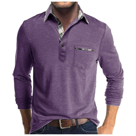 Siilsaa Men's Quarter Zip Up Pullover Slim Fit Lightweight Mock Neck Long Sleeve Sweaters Purple,2XL